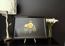 Lovely Black Resin Couroc Tray Vintage Mid Century ~ Poppy Design picture