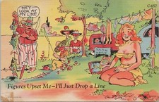 Comic PC * Risque Fisherman Staring at Semi-Nude Woman 