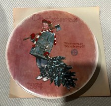 Norman Rockwell Christmas 1974 Porcelain Collector Plate Round Bundle picture
