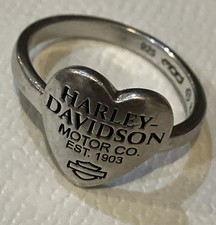 Authentic limited edition 925 sterling Silver Harley Davidson Heart Ring Sz 7.25 picture