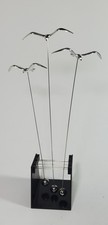1980 Otagiri Japan Kinetic Art Silver Tone Seagull Birds Pendulum Desk Display picture