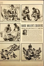 1942 Barse Miller's Soldiers Heroes  WWII Sketches Vintage Magazine Prints picture