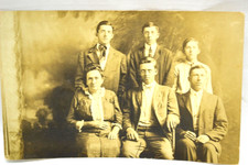 RPPC Postcard Family Parents & Four Sons Antique picture