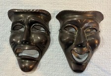 Vintage Theater Brass Comedy & Tragedy Wall Masks Sad Happy Drama Made in India picture