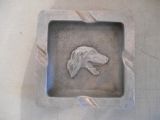Vtg Cast Aluminum Square Ashtray 3D Hunting Dog Irish Setter Sigh by Bruce Fox  picture