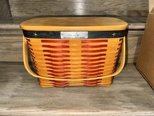 2001 Longaberger Whistle Stop Basket Collectors Club Lid Liner Protector Box picture