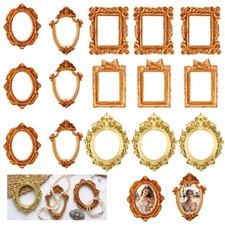 Vintage Mini Picture Frames, 15Pcs Gold Resin Tiny Antique Oval Round Photo picture
