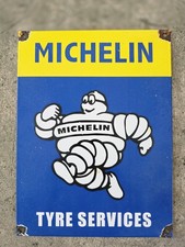 RARE VINTAGE MICHELIN TYRE SERVICE PORCELAIN ENAMEL SIGN APPX 9