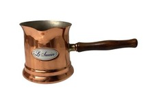 1984 Vintage Teleflora Le Saucier Copper Sauce Pan Wood Handle Sauce Pot Server picture