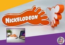 Nickelodeon Foot Logo Sign Retro 90s Kids Room Shelf Decor picture