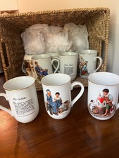 vintage 1980's Norman Rockwell mugs with gold rims picture