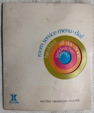 Vintage 1960s Hilton Hawaiian Village Dial Room Service Menu Waikiki picture