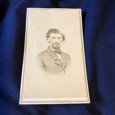 Vintage Victorian Man w/ Beard & Hat CDV Photo Photograph picture