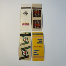 Lot 4 Vtg Matchbook Cover Fast Food Convenience Store Dunkin Wendys 7/11 Sunoco picture