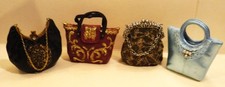COLLECTIBLE MINI PURSES LOT OF 4 HARD RESIN, VGC, APPROX 2-3 INCHES TALL picture