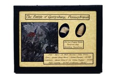 Dropped & Shot Civil War Bullets from Gettysburg in Matted Display Case with COA picture