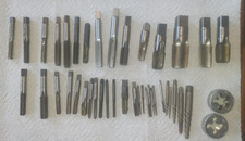 42 Pc Vintage Taps Dies Screw Extractors Lot Craftsman USA + Emerson Cigar Box picture