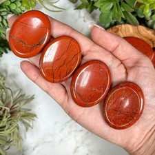 3Pcs Natural Red Jasper Worry Stones, Polished Palm Stones, Pocket Healing Gifts picture