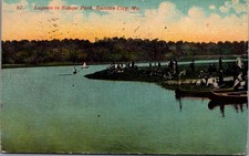 1912 Swope Park Lagoon Kansas City MO Postcard John W. Kirk People Boats picture