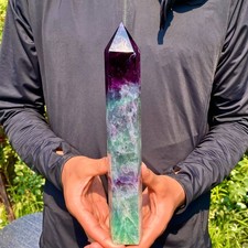 2.4LB  Natural unique colored fluorite pillar quartz crystal sample picture