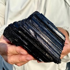 457G Natural Black Tourmaline Quartz Crystal Stone Gem Original Mineral Specim picture