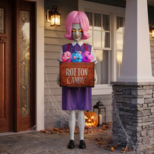 5.5 FT ANIMATED ROTTEN COTTON CANDY GIRL HALLOWEEN ANIMATRONIC PROP SHIPS NOW picture
