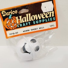Vtg Darice White Ghost Halloween Craft Jingle Bell 45 MM picture