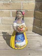 NAJACO Vibrant Lupita Pottery Doll Mexican Folk Art  - 11x7x5  Inches picture