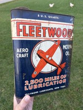 Rare Antique 2 Two Gallon Fleetwood Oil Can aero craft airplane New York picture