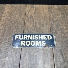 Orignal 1930’s American Art Deco Style Single Sided FURNISHED ROOMS Sign  picture