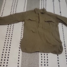 WWII US Army Original Wool Field Shirt Uniform Top Olive Drab Button Front picture