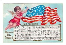 Early 1900's Memorial Day Postcard Cherub Waving Flag 