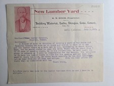 1901 Alva Oklahoma R M Davis Lumber Yard Portrait Letterhead Kiowa Comanche picture