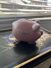 VINTAGE BEVERLY HILLS HOTEL RARE PIGGY BANK SIGNATURE PINK & GREEN LOGO NO PLUG picture