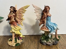 Fairy Figurines Set of 2 4” Tall Detailed Hand Painted Resin picture