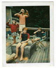 Vintage Photos lot of 3 summer images 1970s? retro beach backyard friends boys picture