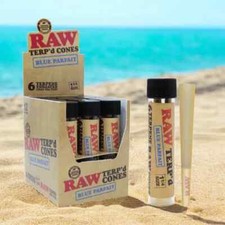 12 X RAW TERP'D ENHANCED CONES 🤩 BLUE PARFAIT 🤩 1 1/4 SIZE FULL BOX 72 CONES picture