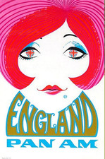 Vintage England Pan Am Travel Advertisement Poster picture