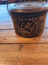 LATE 1800s Antique rare Halloween Medallion Tin Bucket Victorian Oddity Frog B picture