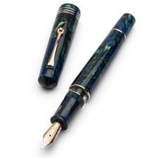 Leonardo Momento Zero Grande 2.0 Fountain Pen in Fiordaliso Blue w/ RGT 14K EF picture
