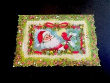 1 VTG MCM Xmas Greeting Card Darling Red Bird Chirping Away to Santa in Snow ❄️ picture