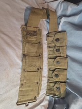 WW2  CARTRIDGE BELT RARE MANUFACTURER STAMP - USMC Used 1942 Date picture
