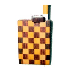 Twist Top Wooden Dugout, Chess Board Design, with a Cigarette Hitter - 3 IN picture