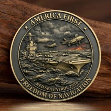America First Freedom of Navigation Strength Through Deterrence Challenge Coin picture