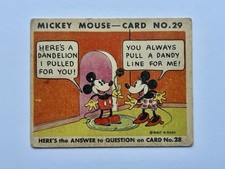 1935 Mickey Mouse Gum Card R89 TYPE 2 - #29 - RARE - Dandelion W/ Minnie Mouse picture