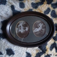 Antique 1897 Cupid Awake /Asleep M.B. Parkinson Print  Tin Frame  5 1/4x7 1/4
