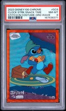 2023 Topps Chrome Disney 100 Stitch in Costume Snack Time Orange Wave /25 PSA 8 picture