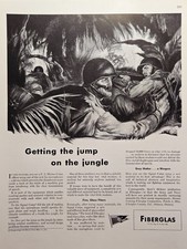 1944 Fiberglas Print Ad USMC Marine Officer Jungle Battle Signal Corp Microphone picture