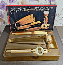 Vintage Georges Briard 4 Pc Gold Plated Bartool Set Barware NEW IN BOX picture