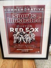 2004 Signed Red Sox SI World Series Cover Print Framed w/ COA Schilling Auto picture